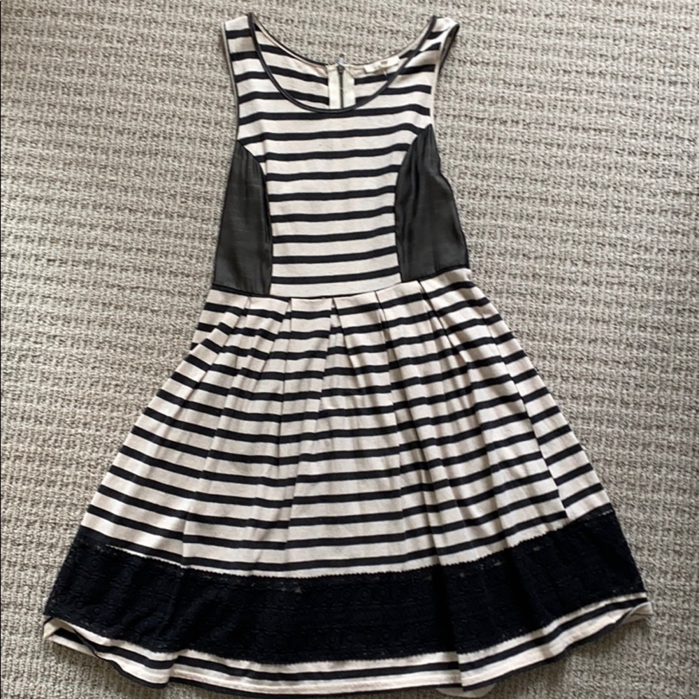 Striped dress with lace detail